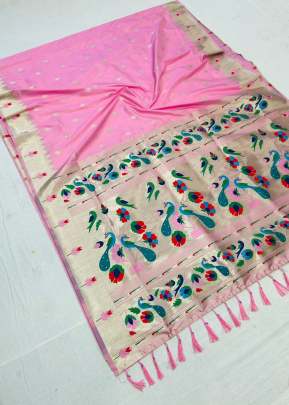 Nora Paithani Baby pink Silk saree