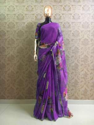 Party Wear Pure Georgette And Digital Print Sarees
