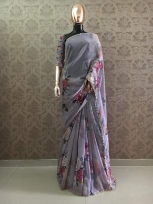 Party Wear Pure Georgette And Digital Print Sarees