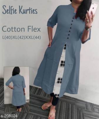 Selfie Cotton Kurtis Grey Colors 