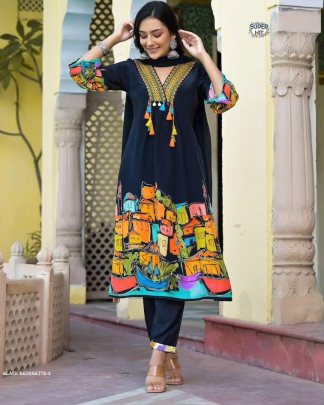 Black color  Embroidery  and mirror work Printed Georgette designer suit