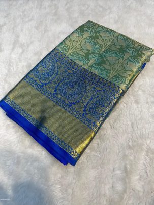 Blue color Handloom Weaving Pure Kanjivaram Silk Saree