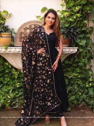 designer party wear look gown with bottom and dupatta