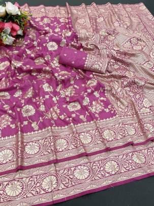 Elegant Party Wear Pink Dola Silk Saree Collection 