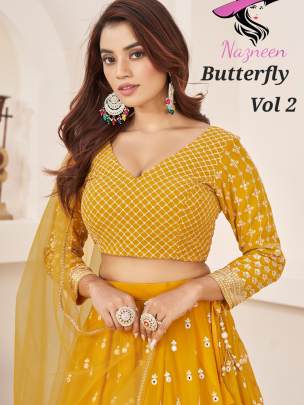 Nazneen Butterfly Vol 2 Georgette Yellow Lehenga -6161