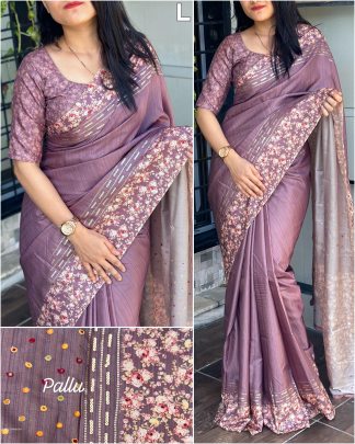 Pragya Purple Color Tusser cotton with katha work saree