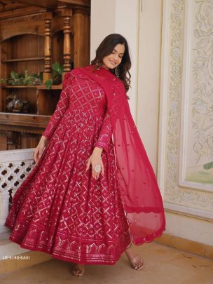 Rani Designer Sequins Gown With Dupatta