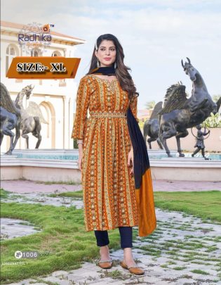 Rayon foil print with embroidery work kurti pant set with dupatta