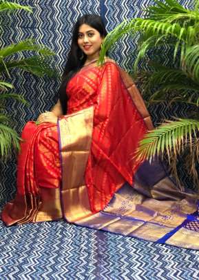 red colour Kanchipuram style  saree