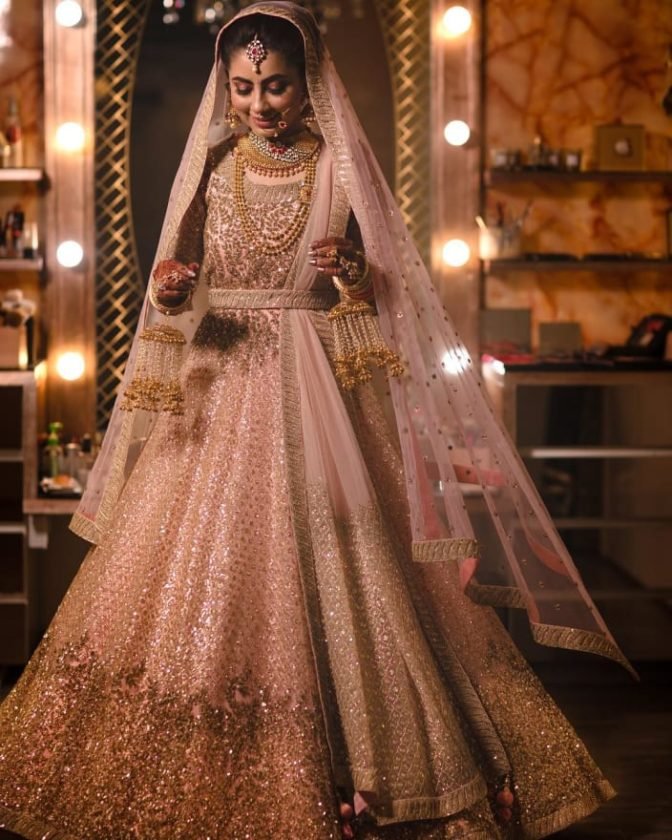 Light Pink Bridal Designer Long Anarkali Gown In Georgette SFSKDCL4563 –  ShreeFashionWear