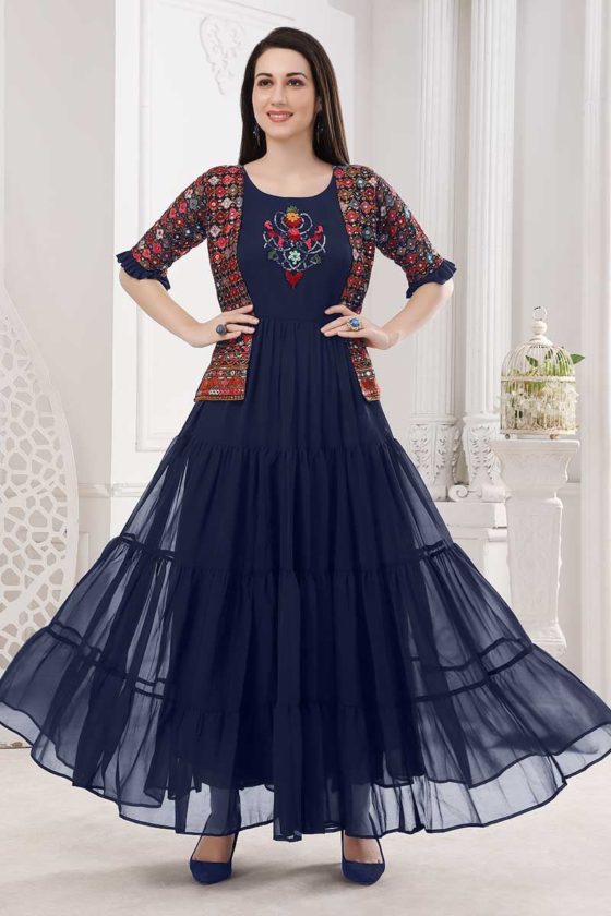 Buy Online Latest Women Dark Black Plain Front Slit Top Slit Kurti Cape  Dress Kurti – Lady India