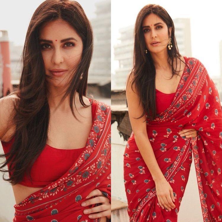 Katrina kaif in designer red saree