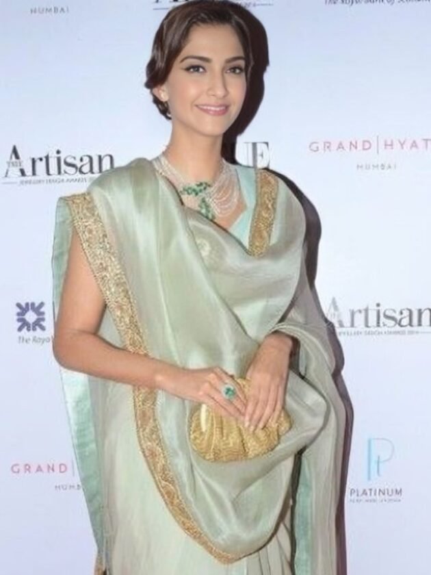 Sonam Kapoor in Dupatta Sarees Draping Styles