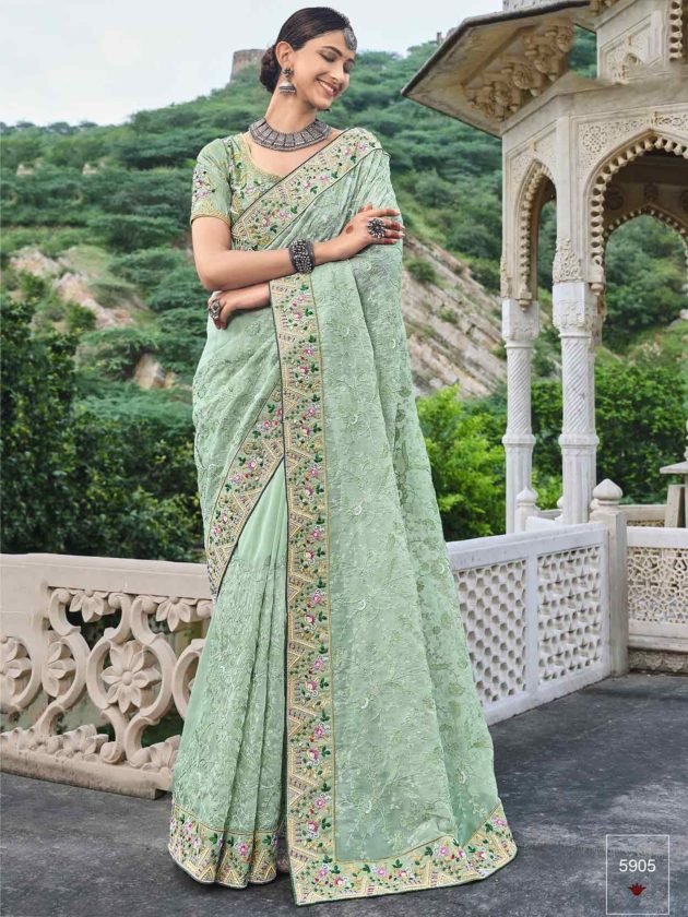 Mint Green saree