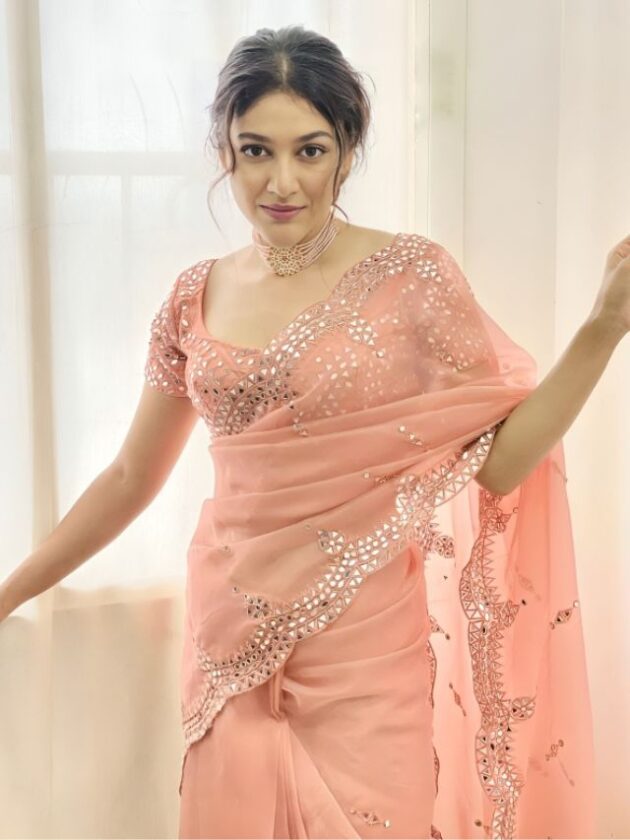 Peach Colored Saree for summer