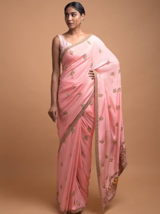 Salmon Pink Saree colors for summer