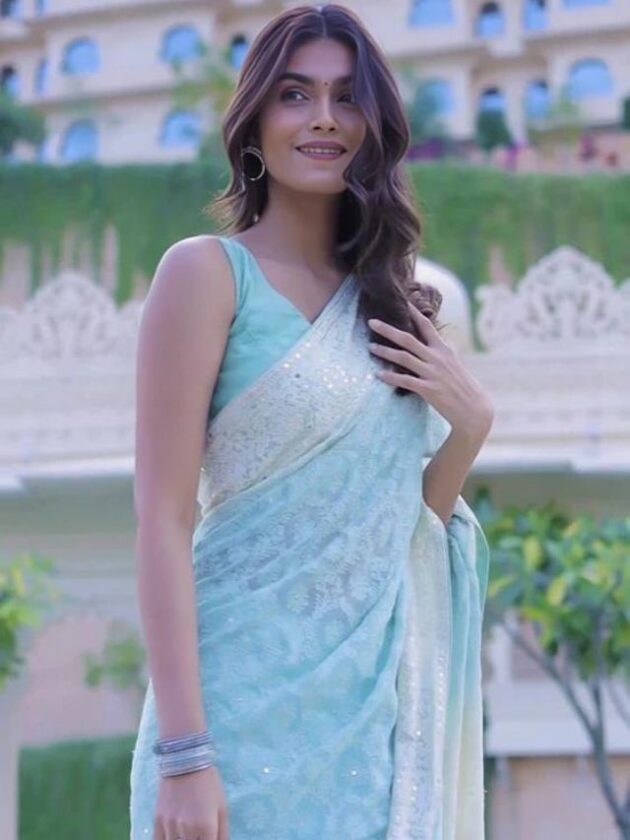 Sky Blue Saree colors for summer