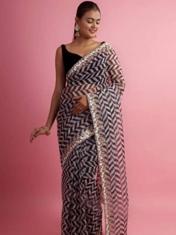 Abstract Organza Sarees for wedding season