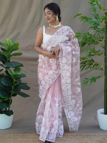 Chikankari Organza Sarees for wedding season