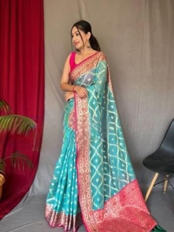 Jacquard Organza Sarees for wedding season