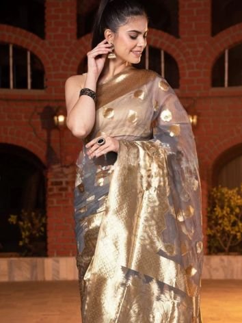 Metallic Organza Sarees for wedding season