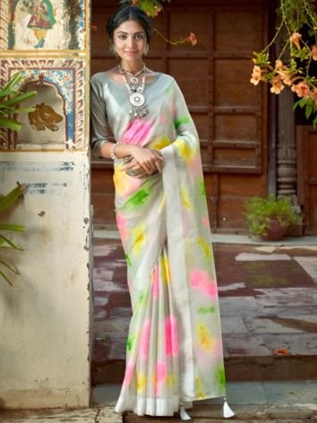 Multicolor Organza Sarees for wedding season