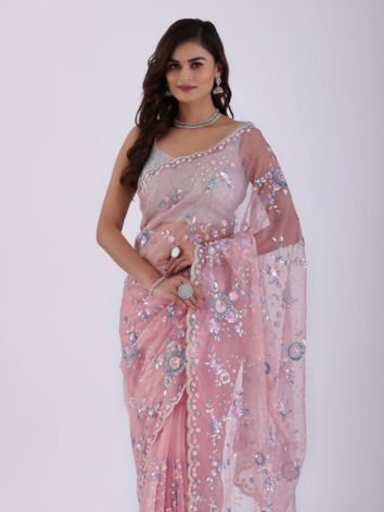 Sequin Organza Saree for wedding season