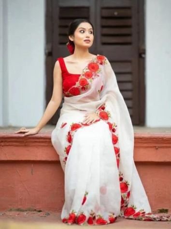 White Organza Sarees for wedding season