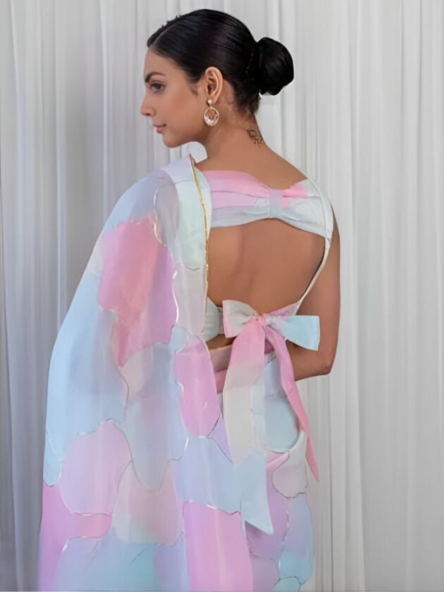 Backless Blouse Designs with Bow-knot
