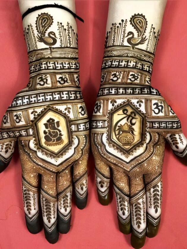 Ganesh Ji with Om mehendi design For wedding