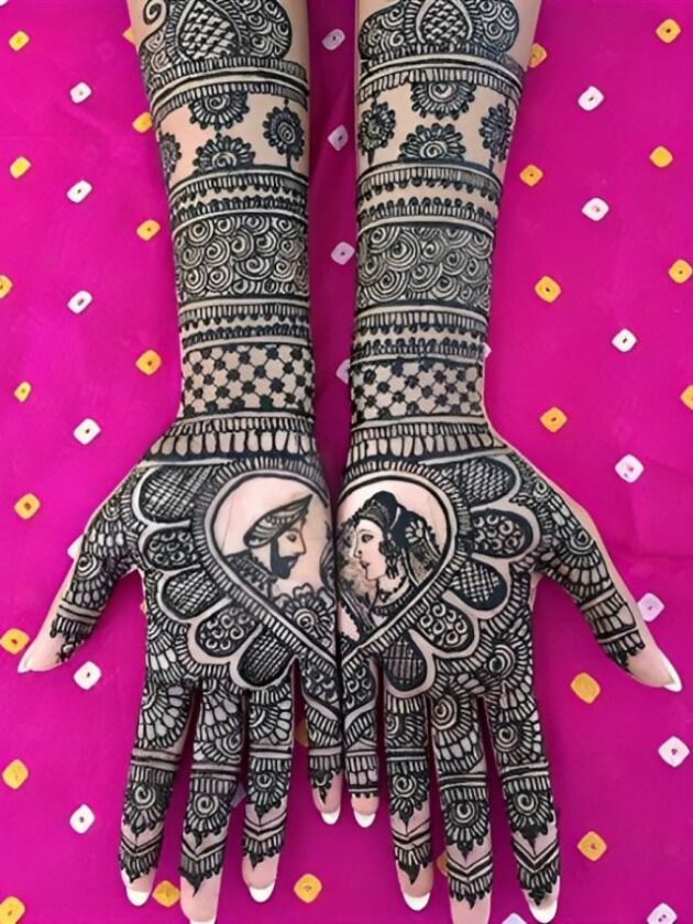 King and Queen Mughal Mehendi Designs For wedding