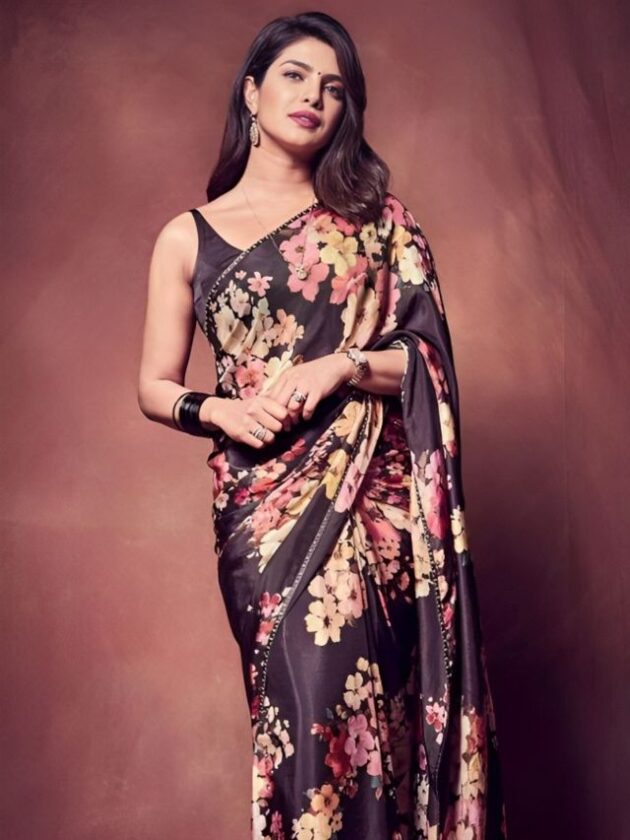 Priyanka Chopra in Simple Sleeveless Blouse Designs