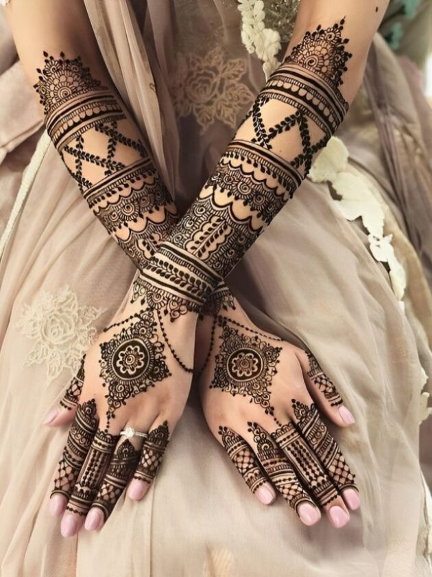 Symmetrical henna mehendi designs For wedding
