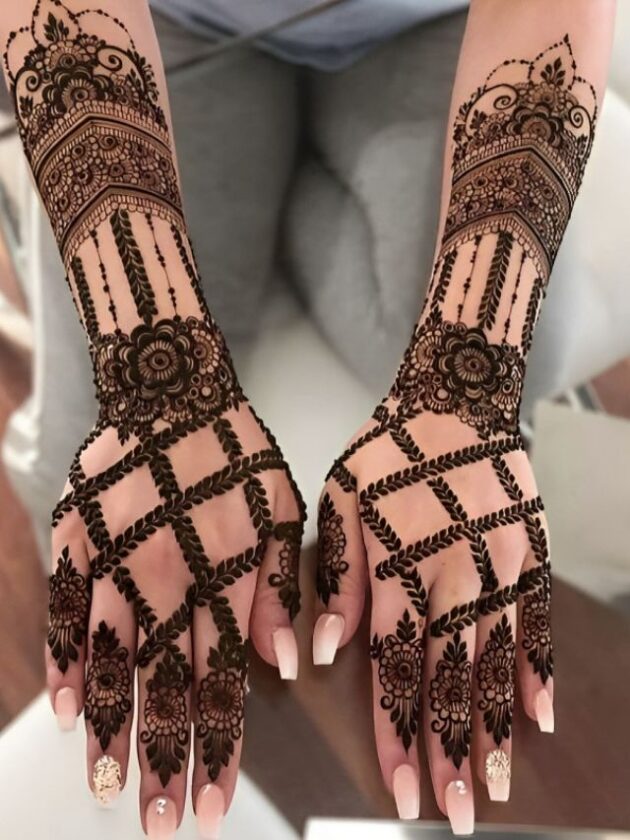 jewelry inspired henna mehendi design For wedding