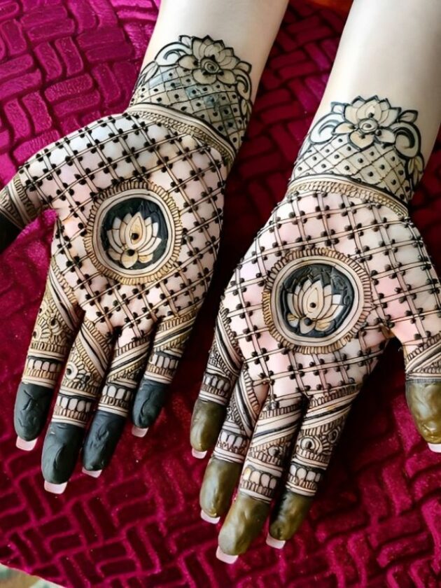 lotus flower pattern mehendi designs For wedding