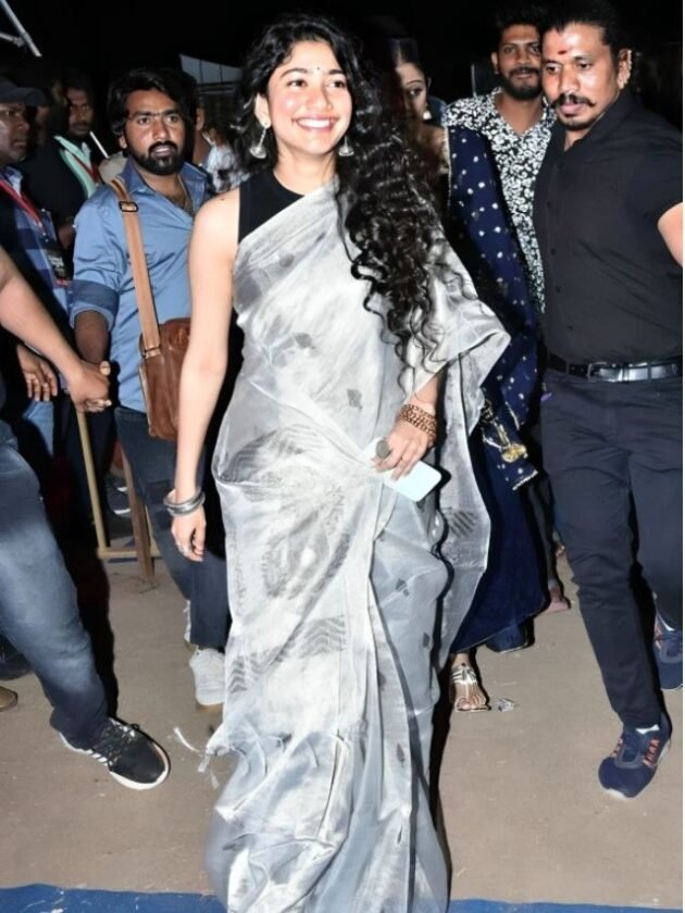 Sai Pallavi in shiny grey silk saree Sai Pallavi in shiny grey silk saree