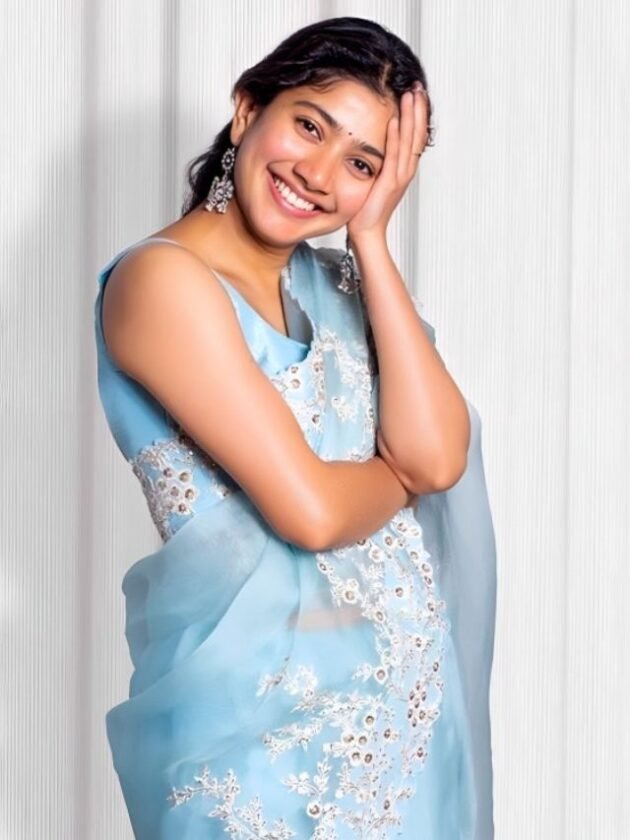 Sai Pallavi in sky blue Organza Saree Sai Pallavi in sky blue Organza Saree