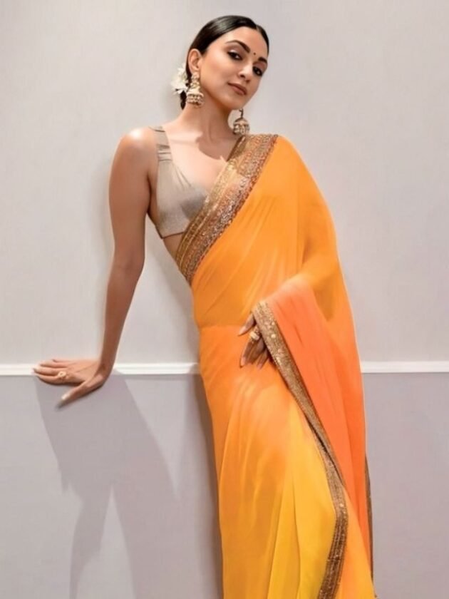 Kiara Advani in Orange Saree Kiara Advani in Orange Saree