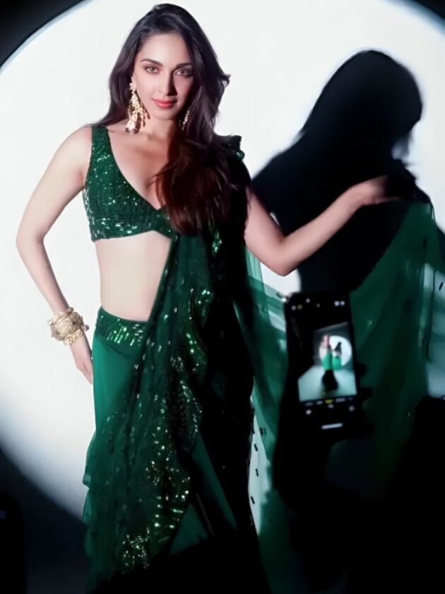 Kiara Advani in Sequin Work Green Colour Saree Kiara Advani in Sequin Work Green Colour Saree
