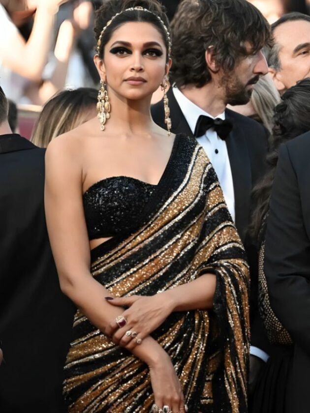 Deepika Padukone in Black Sequin Saree Styles
