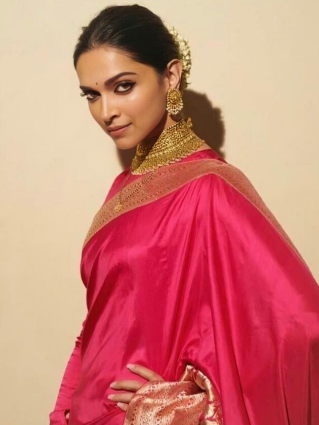 Deepika Padukone in Hot Pink Saree