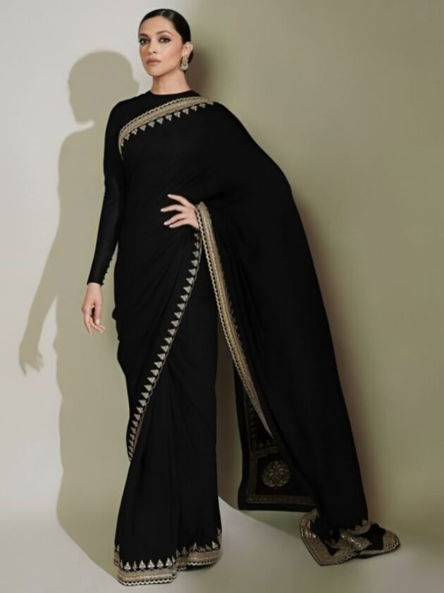 Deepika in Black Designer Saree