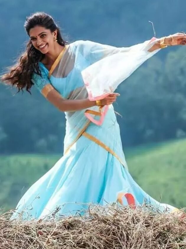Deepika in Sky blue Half Saree in Chennai Express