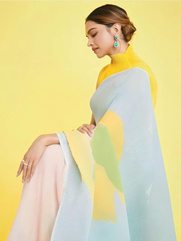 Deepika’s Multi Color Crushed Saree