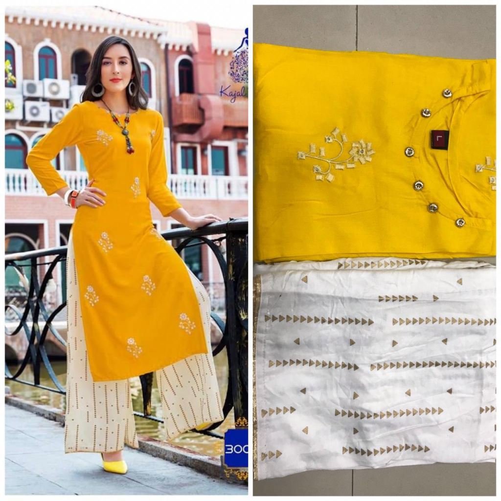 HEAVY REYON WITH BEAUTIFUL GOLD PRINT Kurti - StylePour