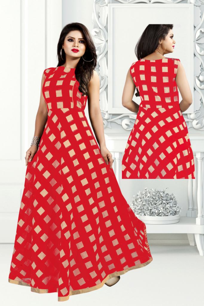 PRESENTING NEW TRENDY SLEEVES PATTERN PURE FOX GEORGETTE GOWN,WITH FANCY  SLEEVES SET READY TO WEAR