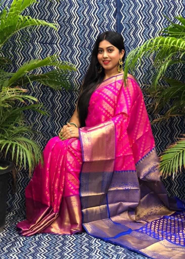 Pink Saree in Cotton With Rose Gold Woven - Clothsvilla-sgquangbinhtourist.com.vn