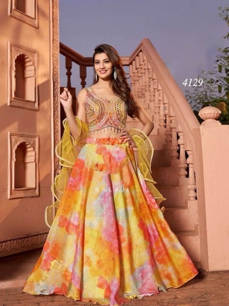 Beautiful Mix Color Silk Embroidered Lehenga Choli-4129 - Main Image