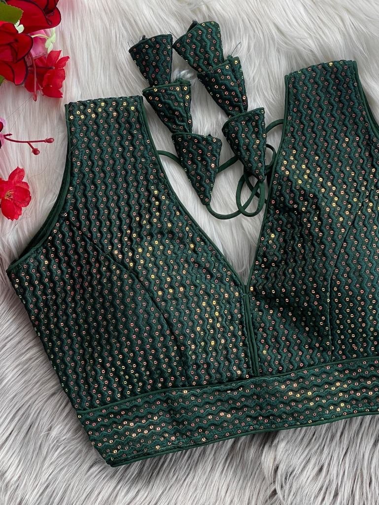 Dark Green Ready to Wear Blouse – Manya Clothing, image size:769x1024