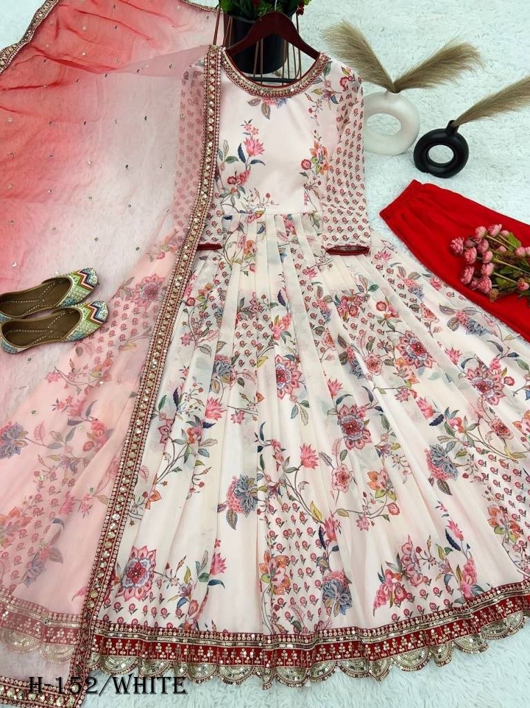 Heavy Faux Georgette With Embroidery Work With Fancy Full Sleeve Anarkali Kurti Set&nbsp;
